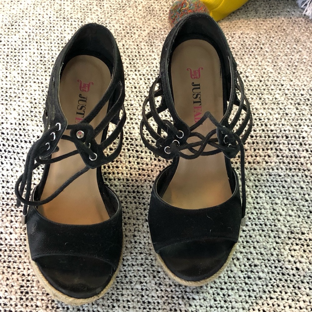 Lace up wedges.